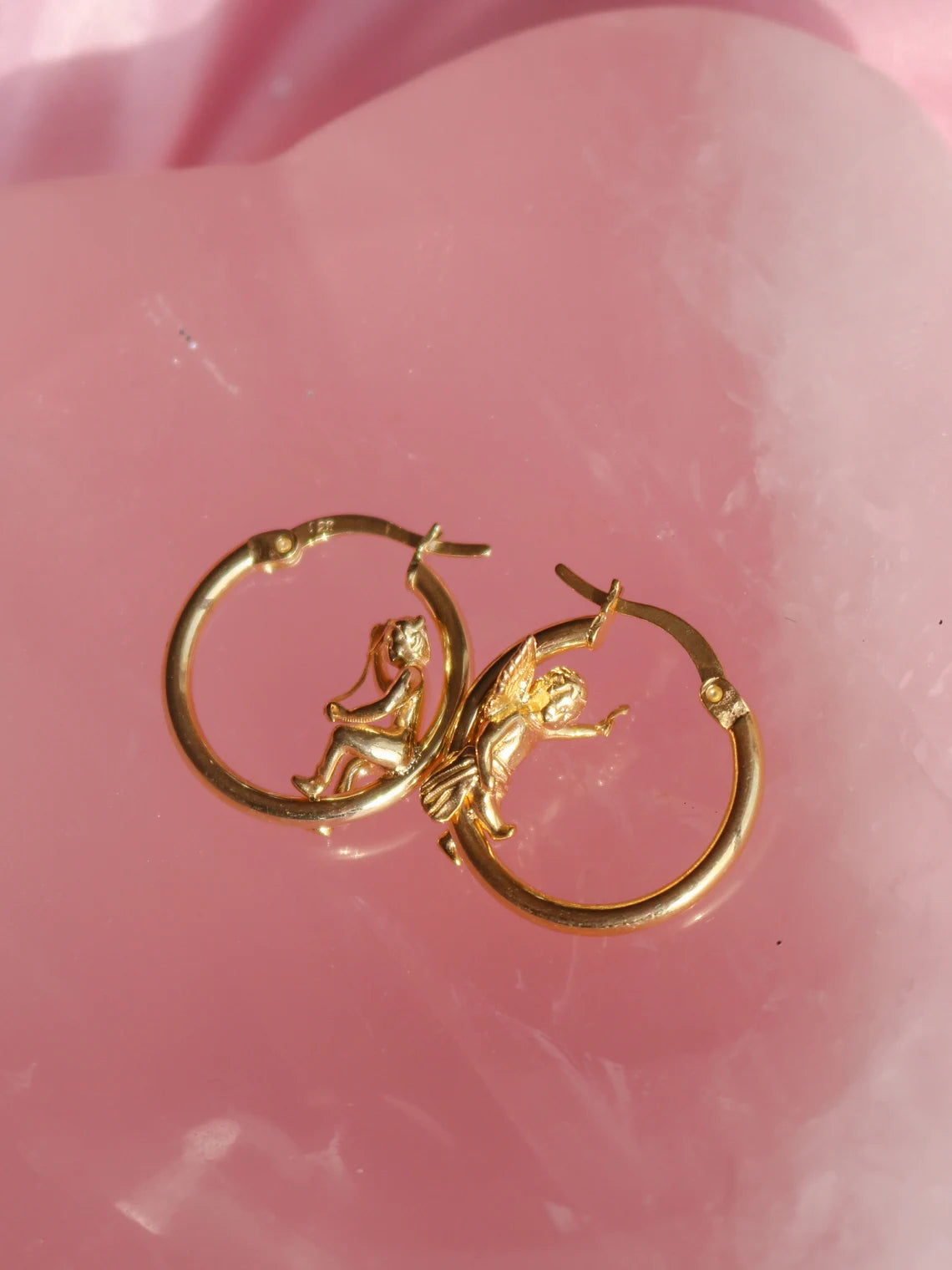 Angel and Devil Hoop Earrings, Gold or Silver Plated Earring, 925 Sterling Silver Earring