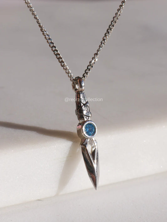 Jett Knife Necklace, Gamer Necklace, 925 Sterling Silver