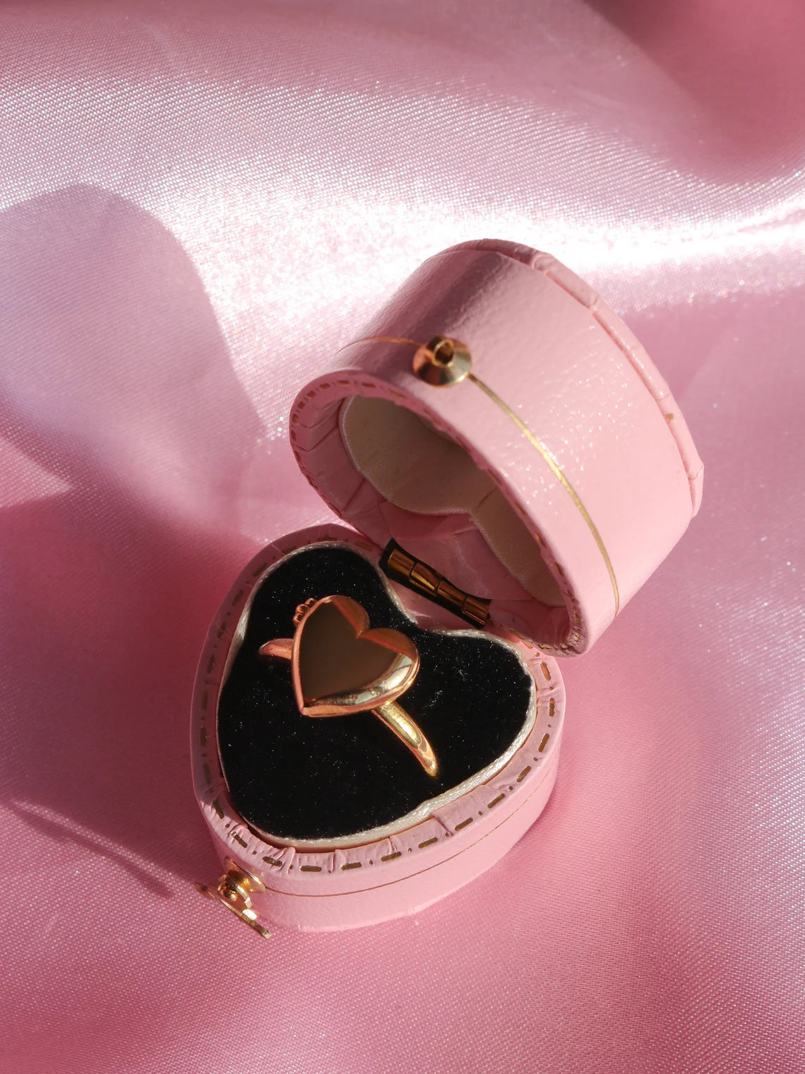 Heart Locket Ring, Gold or Silver Plated Ring