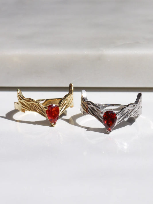 Wanda Witch Crown Red Stone Ring, Superhero Ring, 925 Sterling Silver