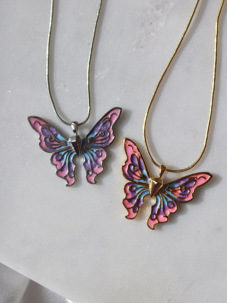 Fairy Elina Azura Butterfly Necklace, Mermaid Necklace