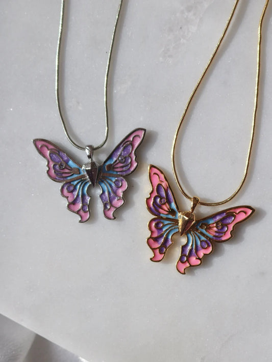 Fairy Elina Azura Butterfly Necklace, Mermaid Necklace