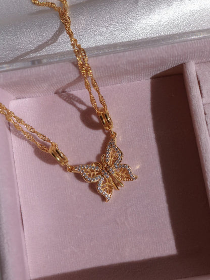Mariposa Butterfly 2'li Manyetik Kolye, En Yakın Arkadaşa Hediye, Altın Kaplama Kolye, BFF Takı, Anneye Hediye, Kelebek Kolye 