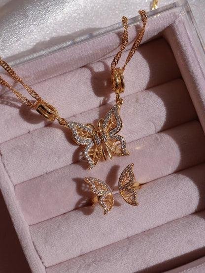 Mariposa Butterfly 2'li Manyetik Kolye, En Yakın Arkadaşa Hediye, Altın Kaplama Kolye, BFF Takı, Anneye Hediye, Kelebek Kolye 
