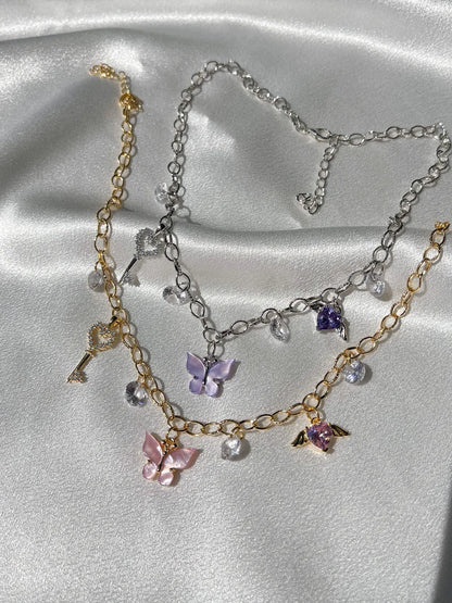 The Diaries Necklace, Butterfly Heart Charm Necklace