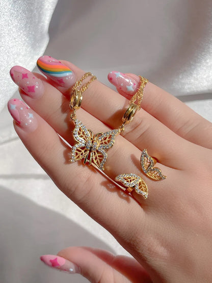 Mariposa Butterfly 2'li Manyetik Kolye, En Yakın Arkadaşa Hediye, Altın Kaplama Kolye, BFF Takı, Anneye Hediye, Kelebek Kolye 