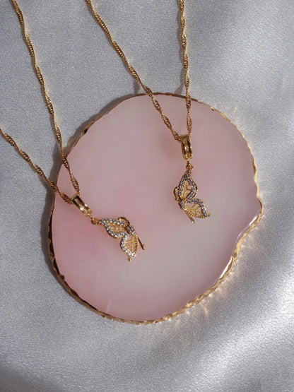 Mariposa Butterfly 2'li Manyetik Kolye, En Yakın Arkadaşa Hediye, Altın Kaplama Kolye, BFF Takı, Anneye Hediye, Kelebek Kolye 