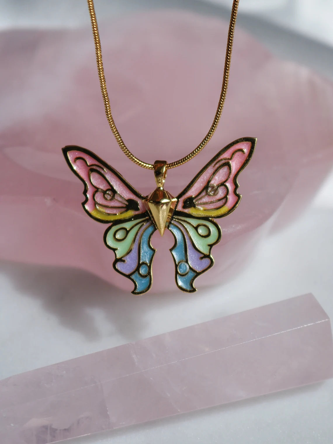 Fairy Elina Butterfly Pastel Necklace, Mermaid Necklace – Reorah