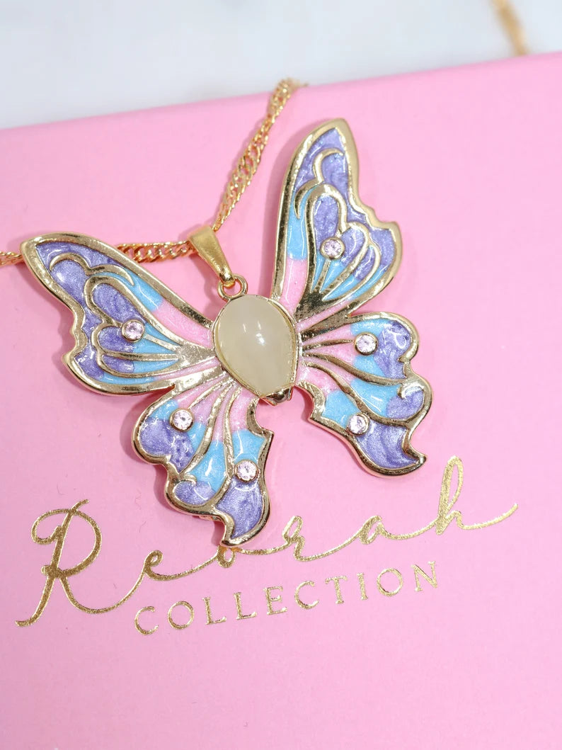 Fairy Elina Butterfly Glowing Necklace, Mermaid Necklace, Mariposa Pendant